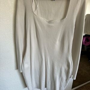 Elegant Cream Long Sleeve Dress